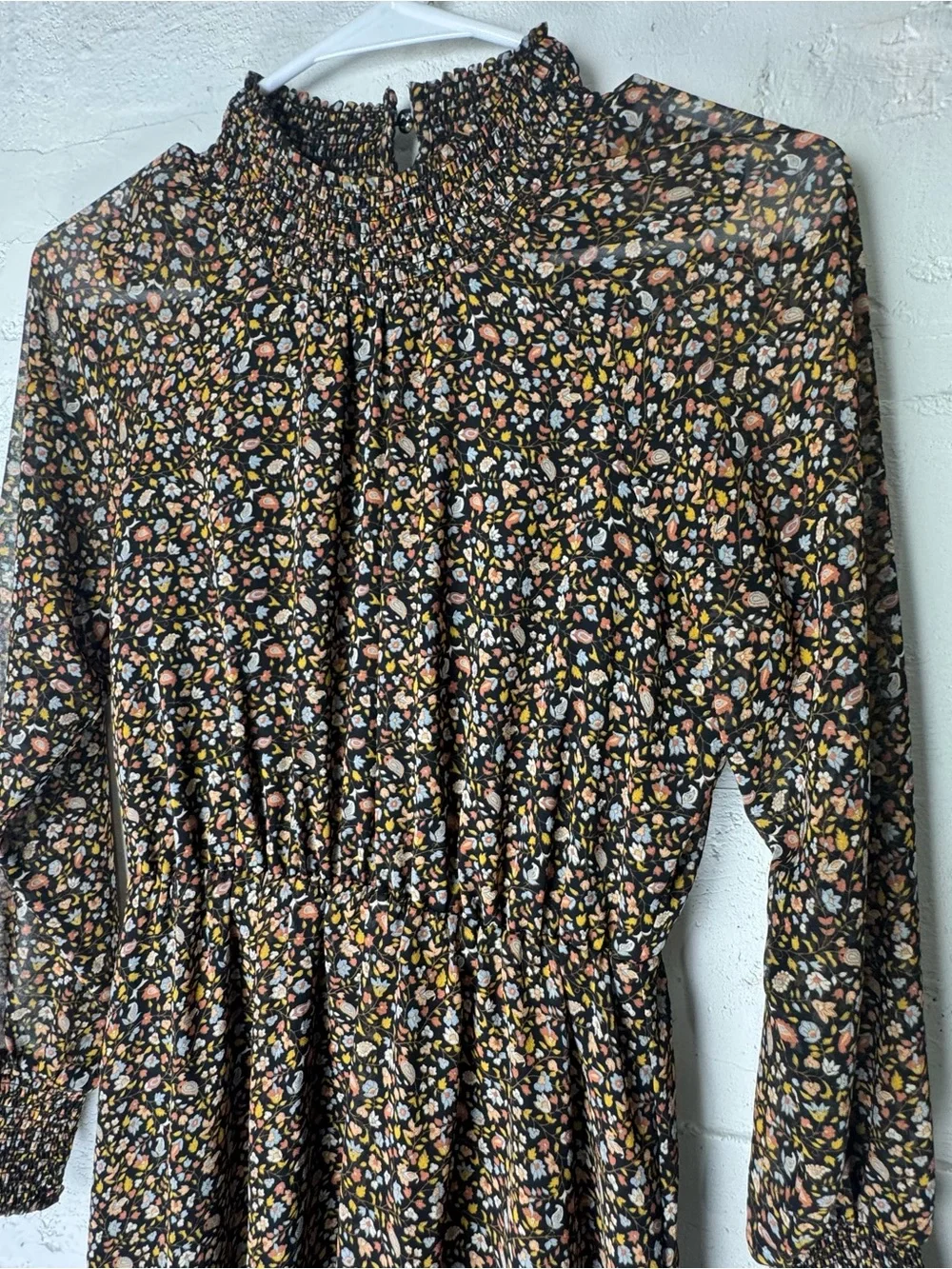 MADEWELL Georgette Smocked-Neck Midi Dress Folktale Paisley XXS XS‎